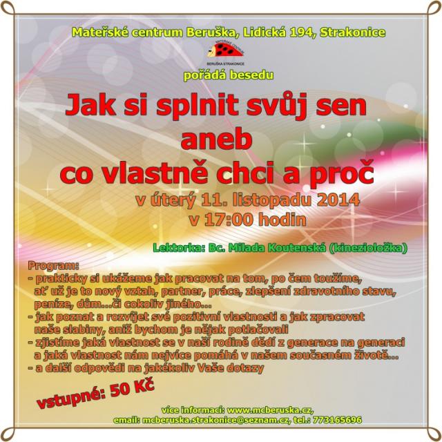 Přednáška: Jak si splnit svůj sen aneb co vlastně chci a proč