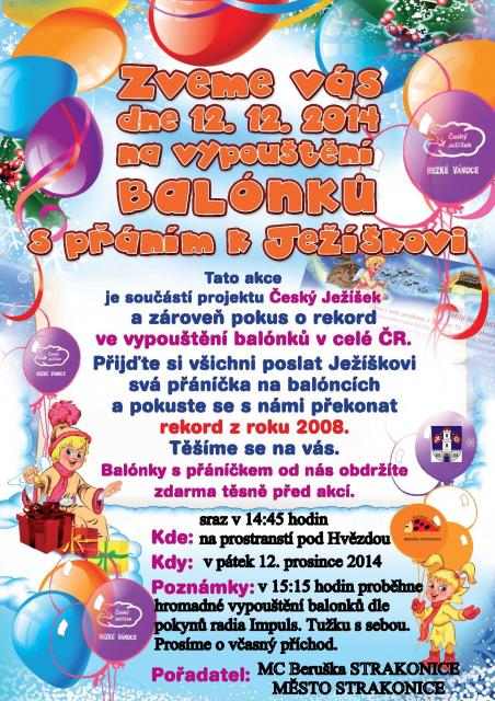 Vypouštění balónků s přáním Ježíškovi
